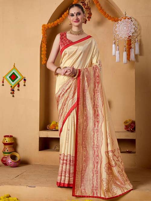 women printed casual wear saree with blouse - 22082992 - Standard Image - 0