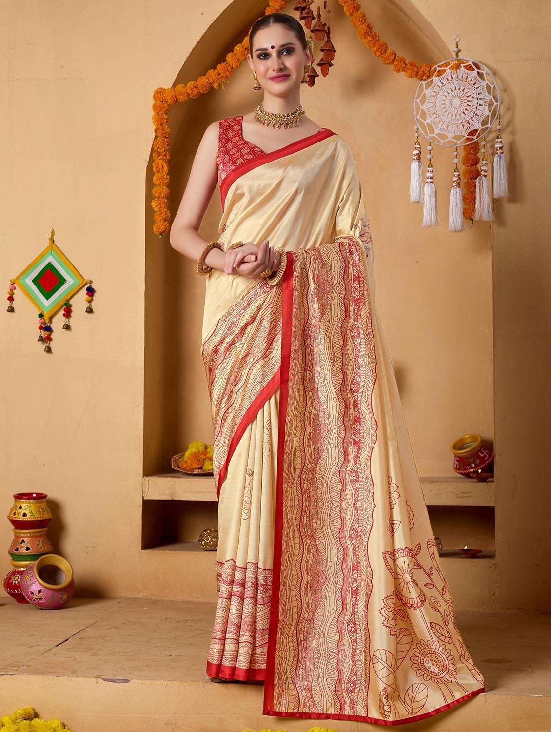 women printed casual wear saree with blouse - 22082992 - Zoom Image - 0