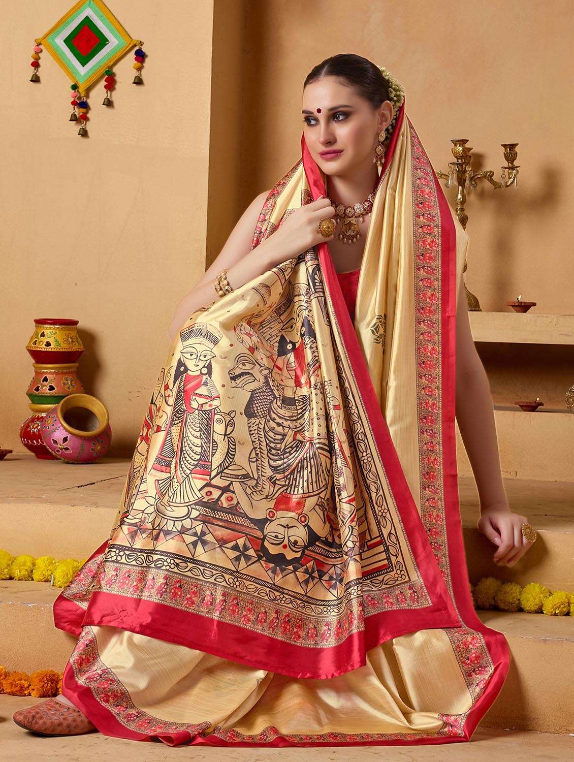 women printed casual wear saree with blouse - 22082994 - Standard Image - 2