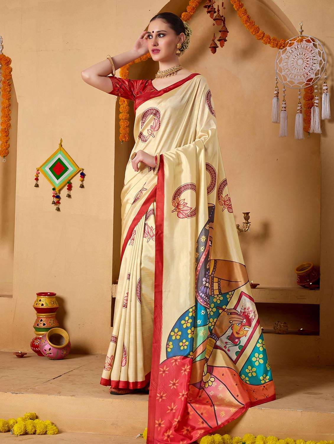 women printed casual wear saree with blouse - 22082996 - Zoom Image - 0