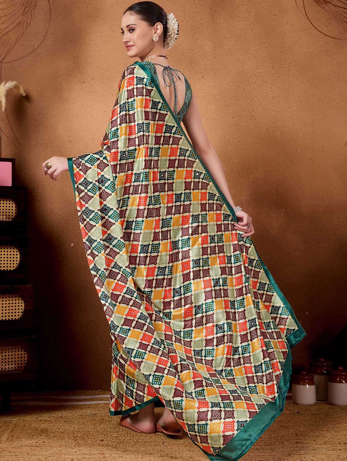 women printed casual wear saree with blouse - 22083000 -  Standard Image - 2