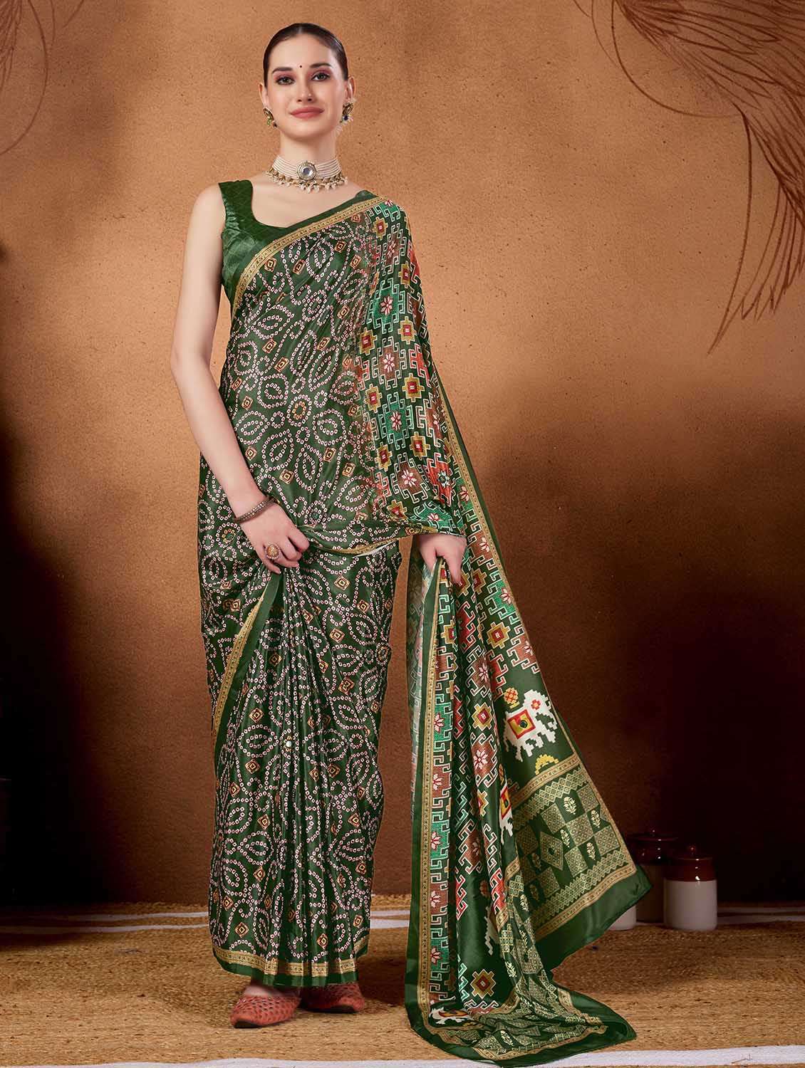 women printed casual wear saree with blouse