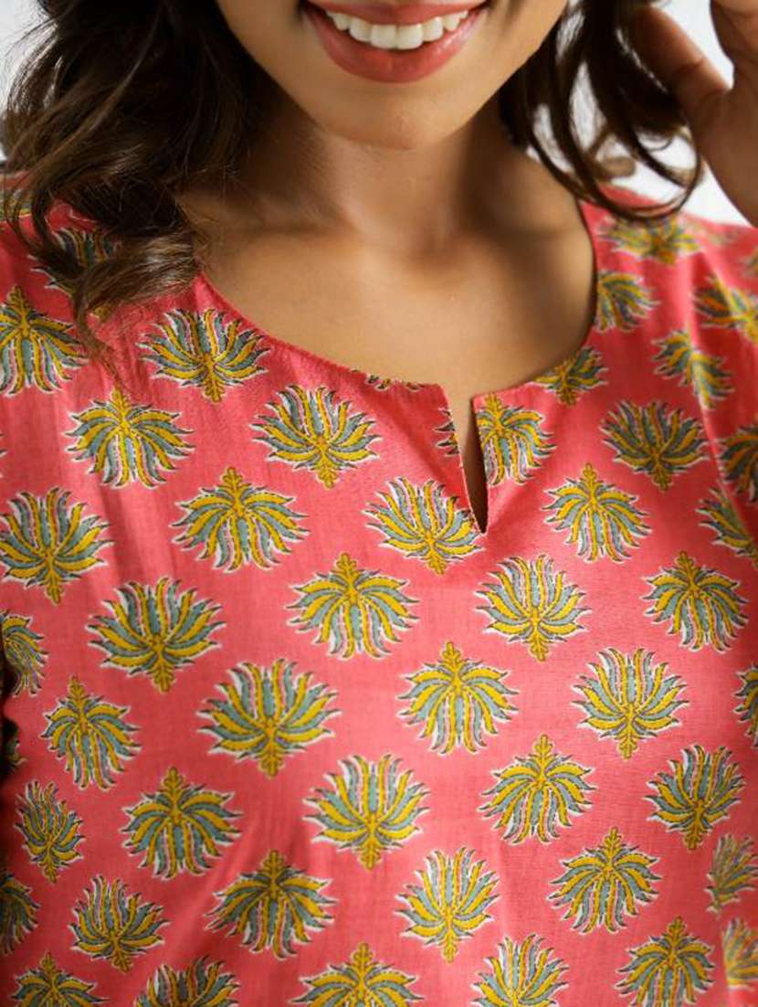 women three quarter sleeve regular fit ethnic co-ord set - 22083101 -  Standard Image - 2