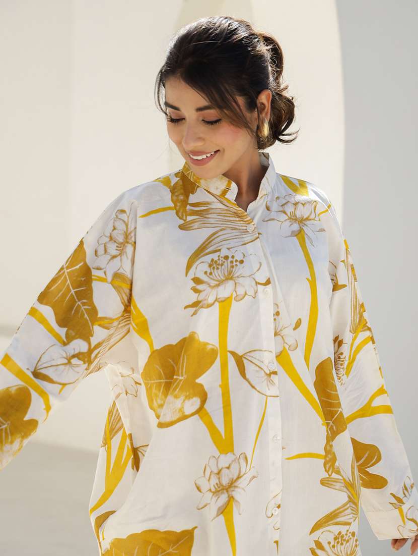 women floral printed long sleeve shirt & trouser co-ord set - 22083104 -  Standard Image - 2