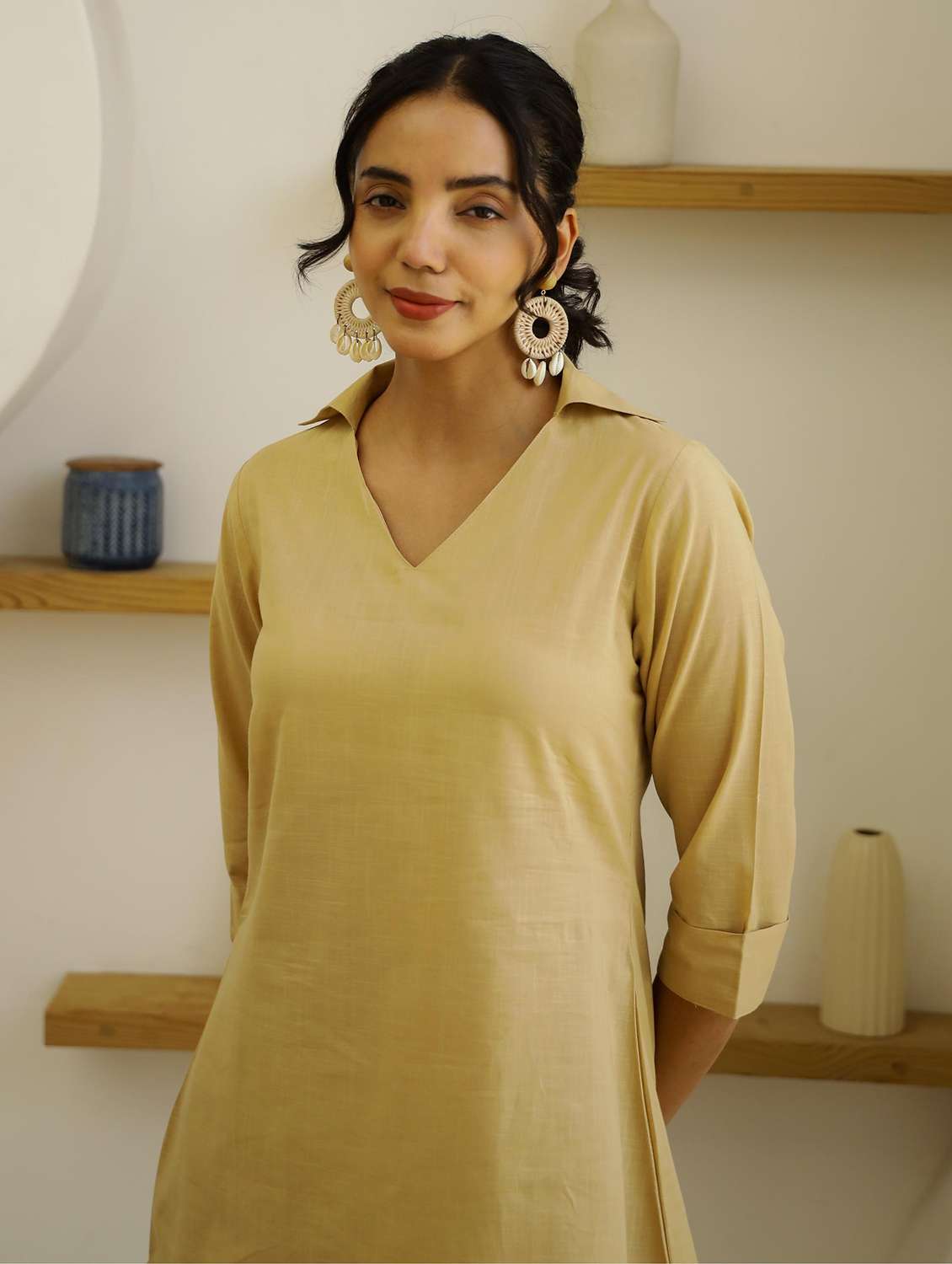 women three quarter sleeve regular fit ethnic co-ord set - 22083138 -  Standard Image - 2