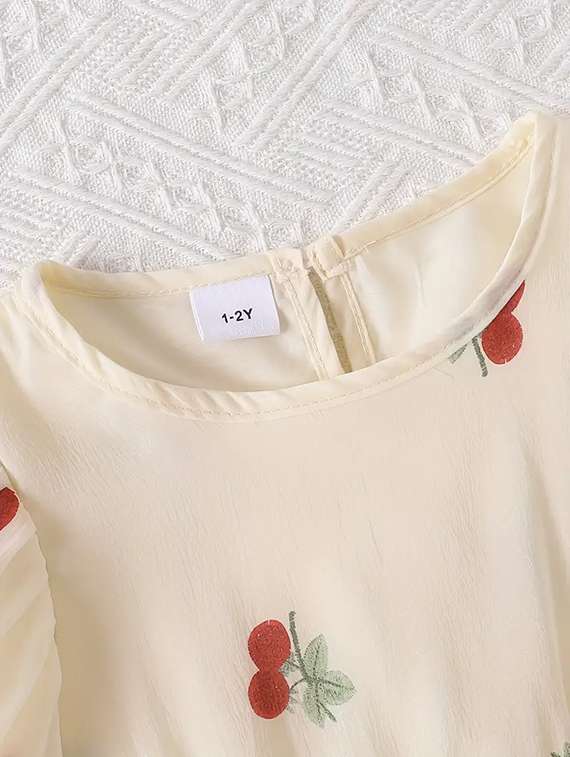 girls printed puff sleeve flared dress - 22083161 - Standard Image - 2