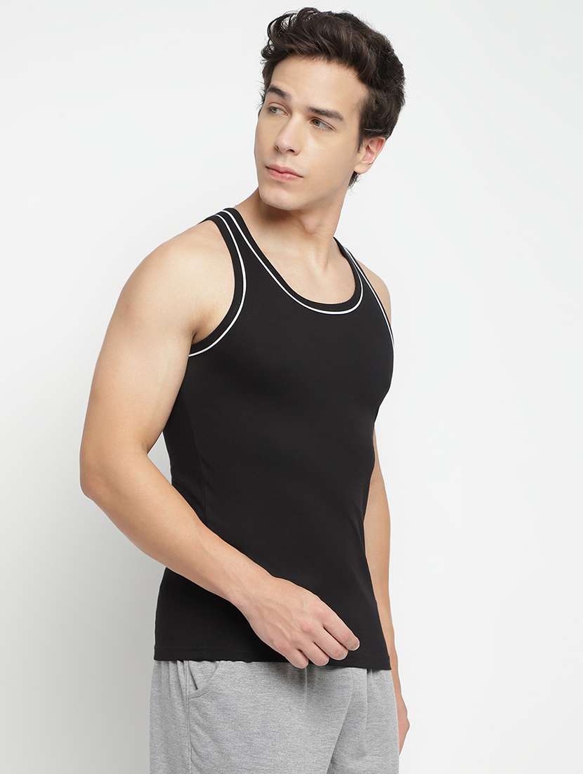 black 100% cotton vest - 22083207 -  Standard Image - 2