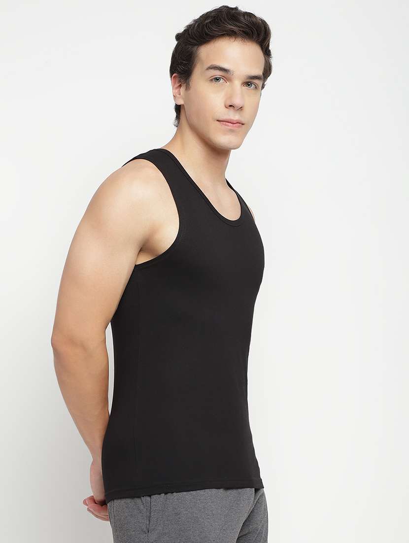 black 100% cotton vest - 22083210 -  Standard Image - 2