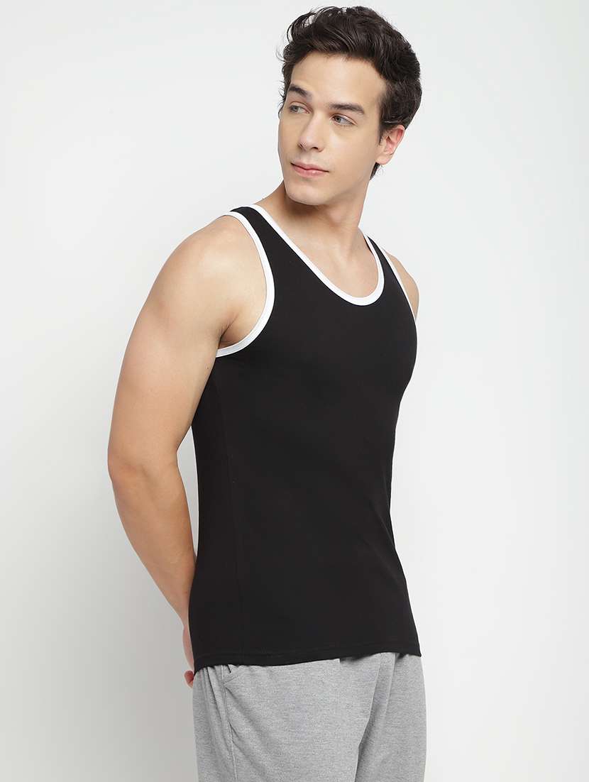 black 100% cotton vest - 22083213 -  Standard Image - 2