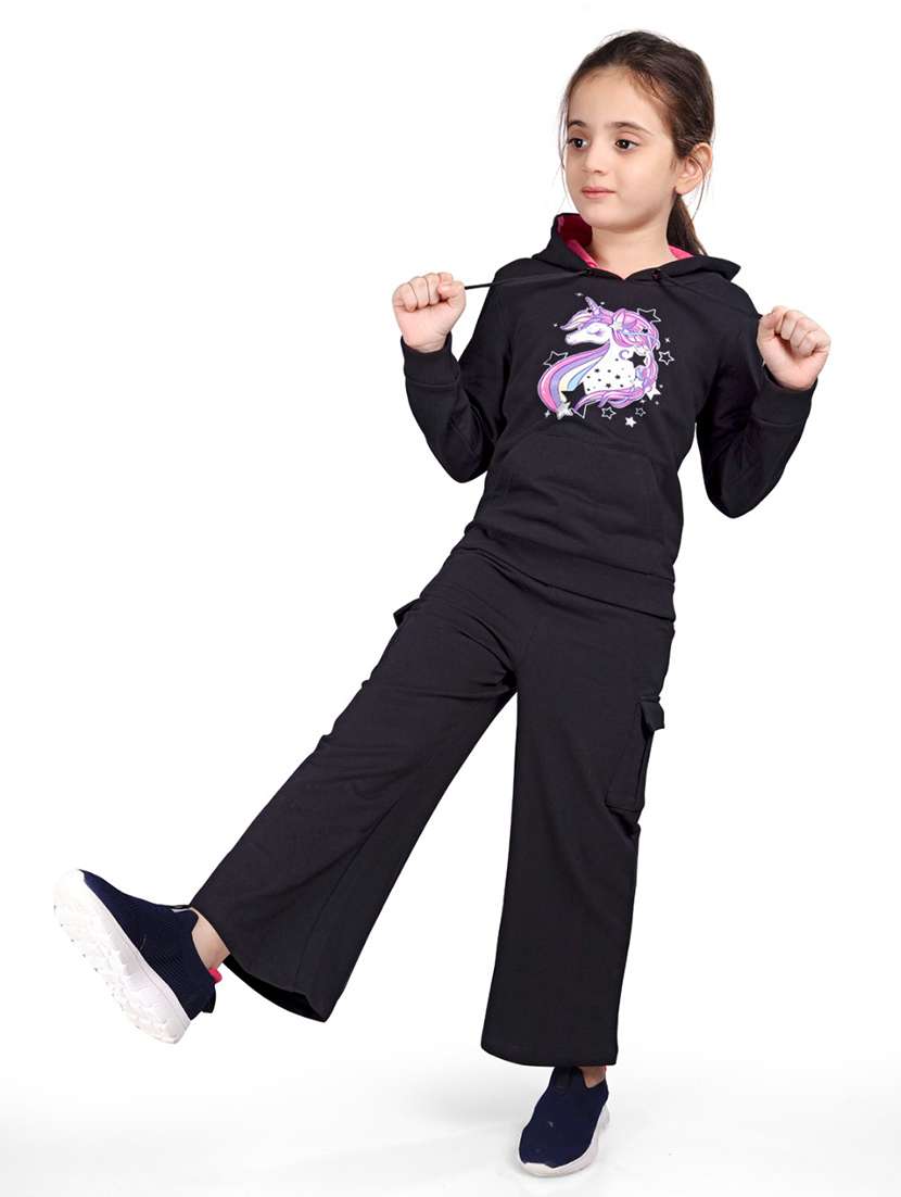 boys printed long sleeve hooded full length sets