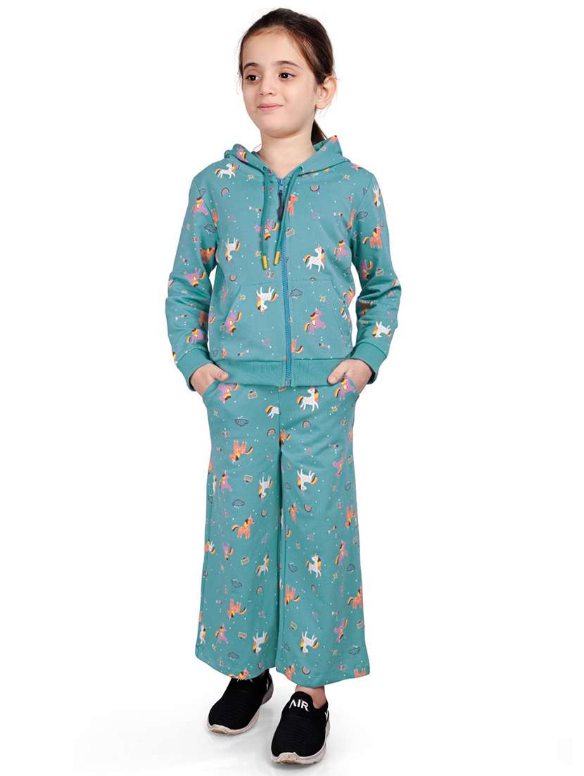 boys printed long sleeve hooded full length sets