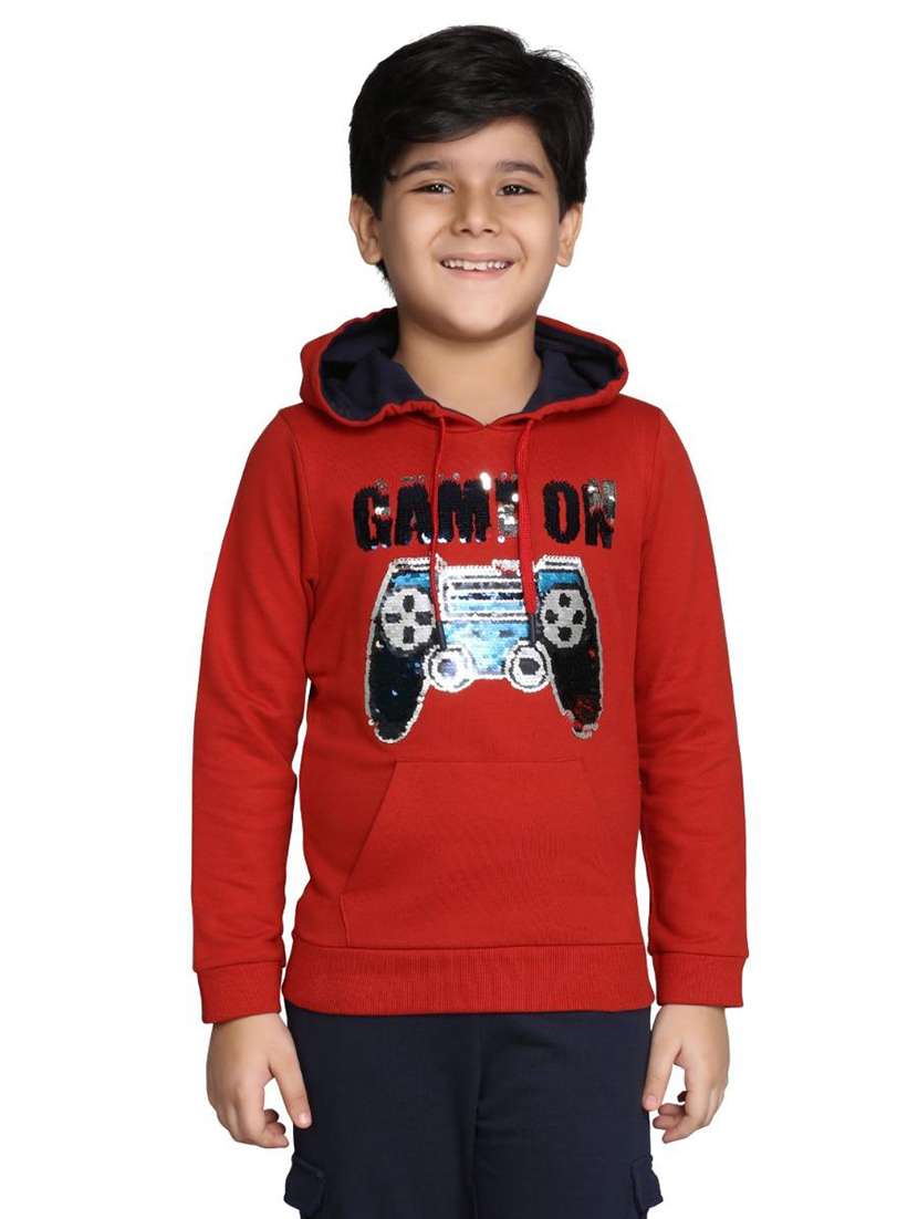 boys printed long sleeve hooded sweatshirt