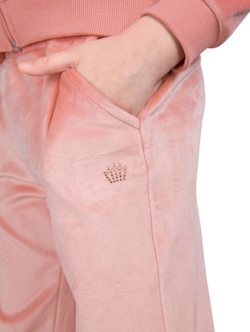 girls solid mid rise track pant - 22083291 - Standard Image - 2