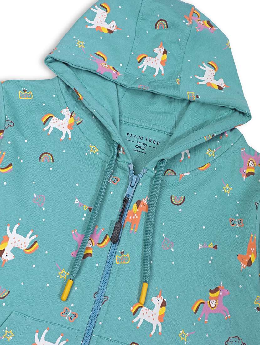 girls printed long sleeve hooded sweatshirt - 22083300 - Standard Image - 2