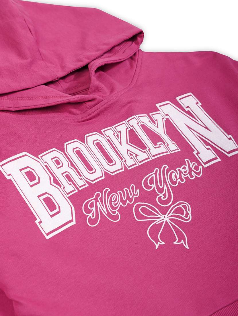 girls printed long sleeve hooded sweatshirt - 22083302 -  Standard Image - 2