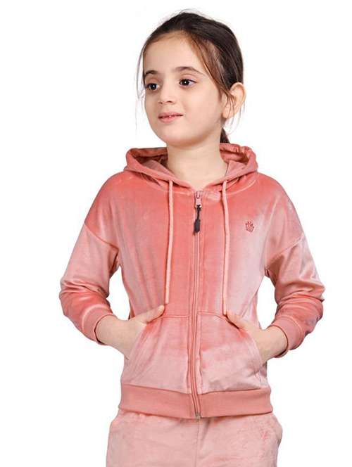 girls solid long sleeve hooded sweatshirt - 22083305 - Standard Image - 0