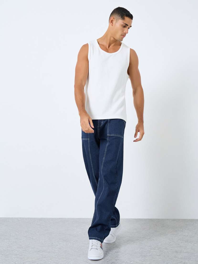 men plain mid rise full length straight fit jeans - 22083322 -  Standard Image - 2