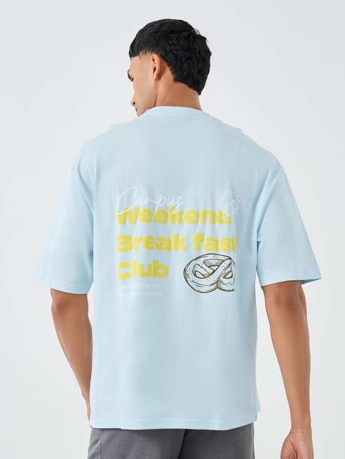 blue cotton front print tshirt - 22083424 -  Standard Image - 0