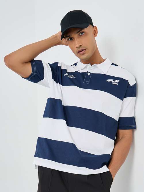 men striped short sleeve oversized polo t-shirt - 22083425 -  Standard Image - 0