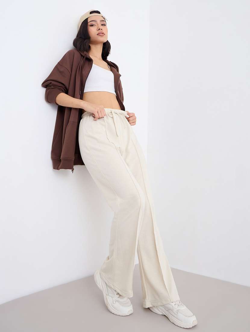 women solid mid rise track pant - 22083448 -  Standard Image - 2