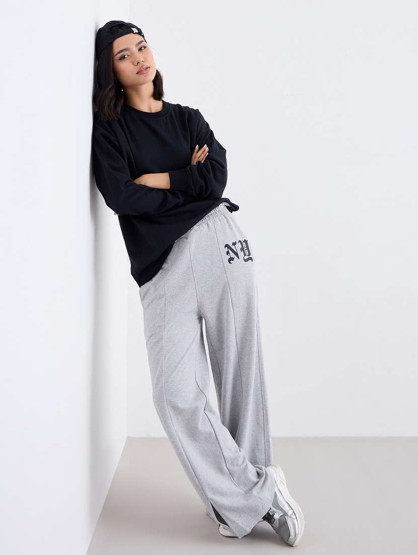 women solid mid rise track pant - 22083450 -  Standard Image - 2