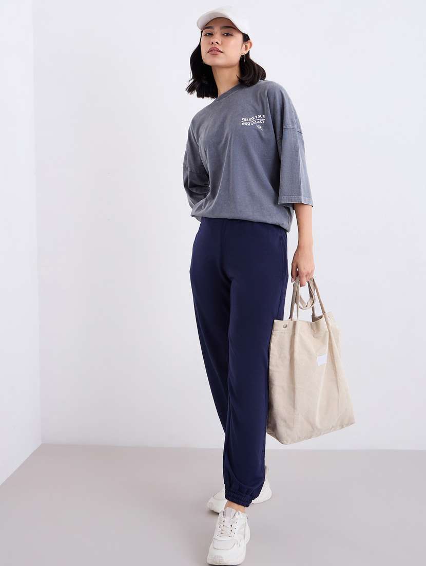 women solid mid rise relaxed fit jogger - 22083452 -  Standard Image - 2