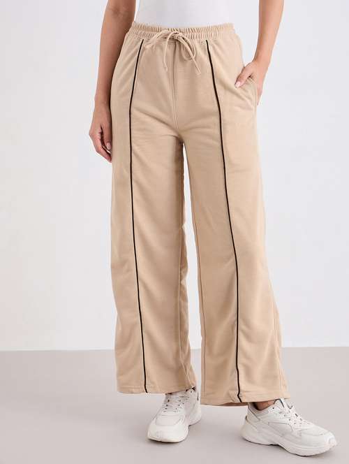 women solid mid rise relaxed fit track pant - 22083453 - Standard Image - 0