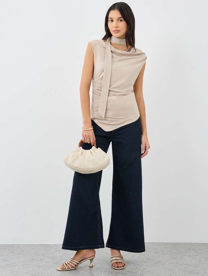 women solid cowl neck sleeveless top - 22083464 - Standard Image - 2