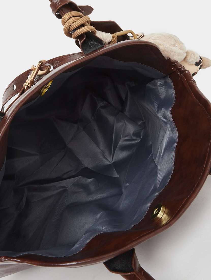 women brown solid tote bag - 22083470 - Standard Image - 2