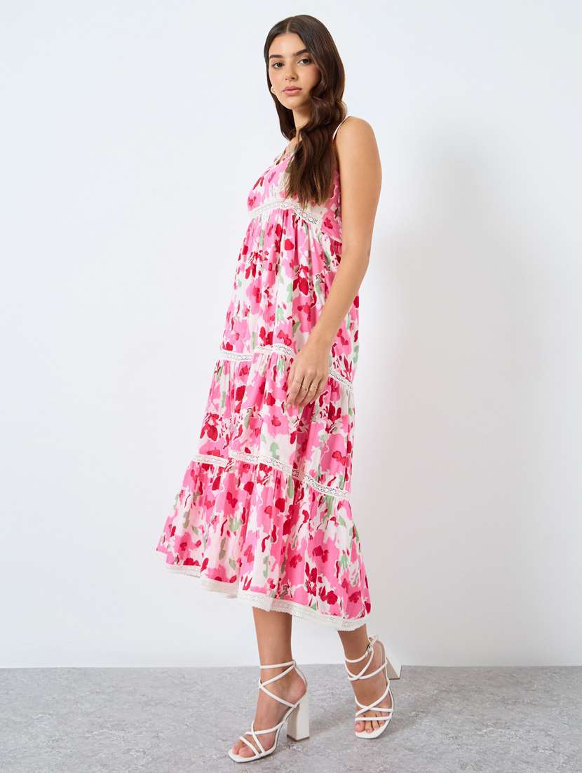women printed sleeveless tiered dress - 22083482 - Standard Image - 2