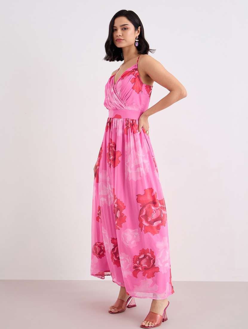 women floral print shoulder strap fit & flare dress - 22083510 - Standard Image - 2