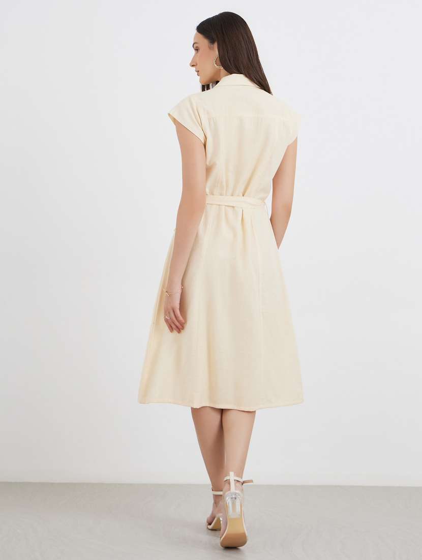 women solid lapel neck sleeveless shirt dress - 22083518 -  Standard Image - 2