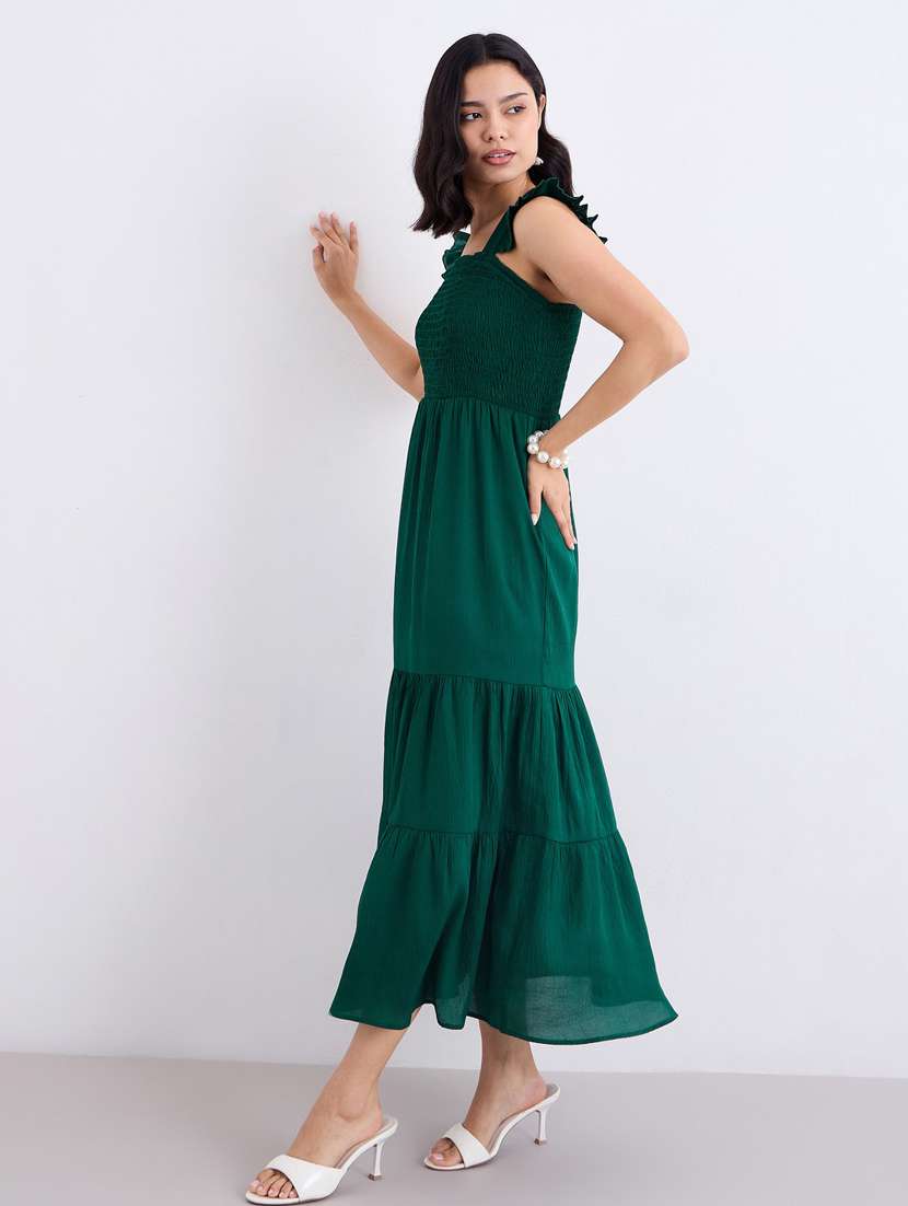 women solid sleeveless smocked tiered dress - 22083520 -  Standard Image - 2