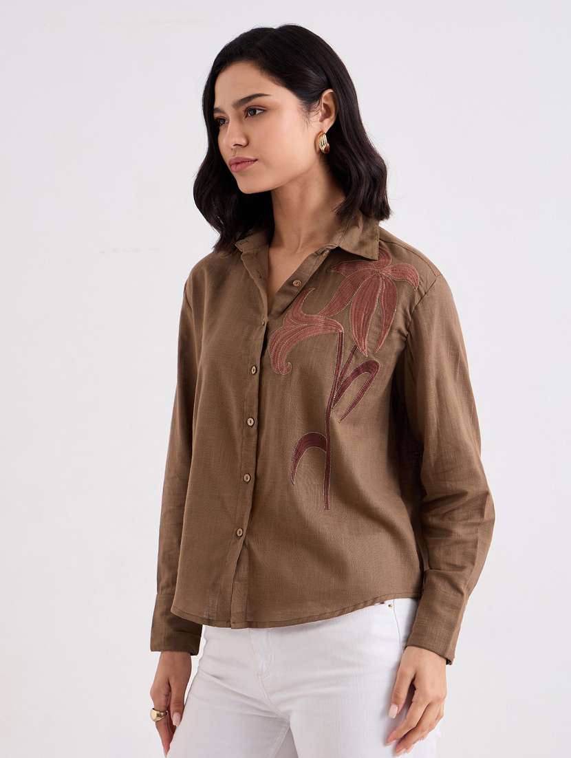 women collared long sleeve regular fit shirt - 22083527 -  Standard Image - 2