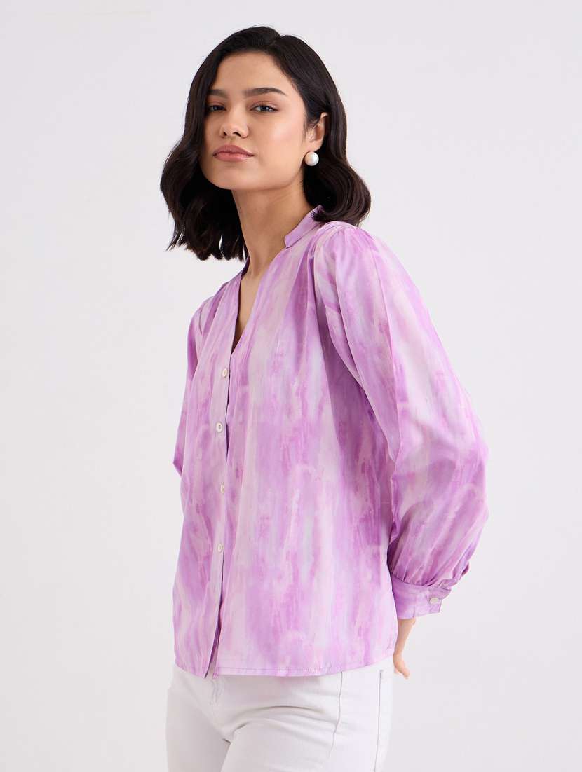 women mandarin collar long sleeve regular fit shirt - 22083528 -  Standard Image - 2