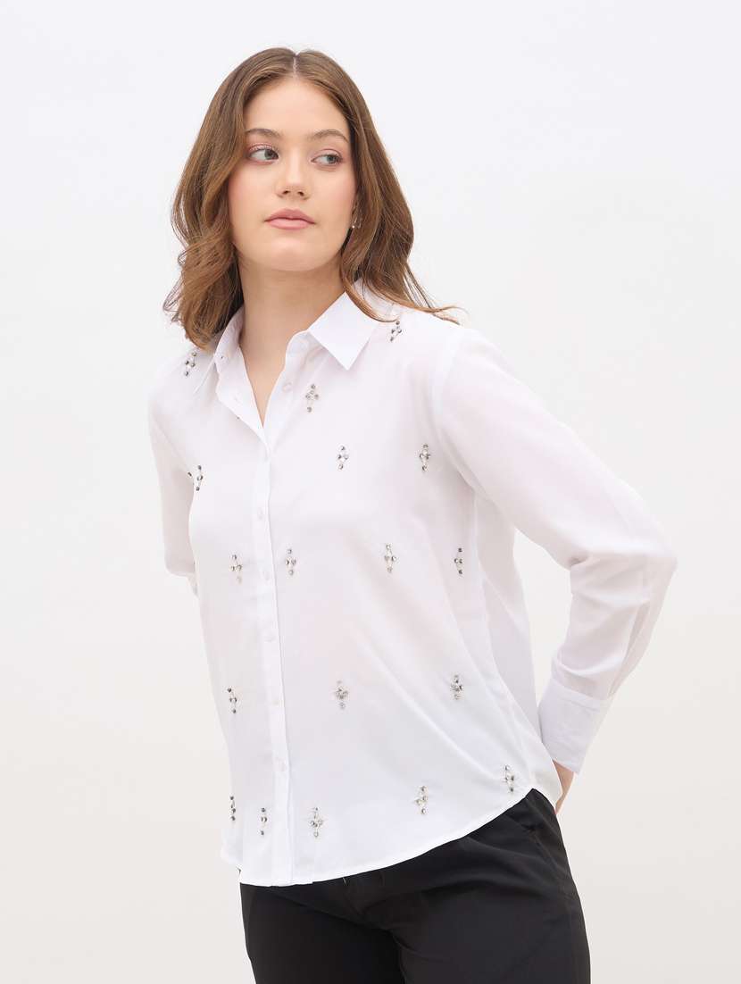 women collared long sleeve regular fit shirt - 22083530 -  Standard Image - 2