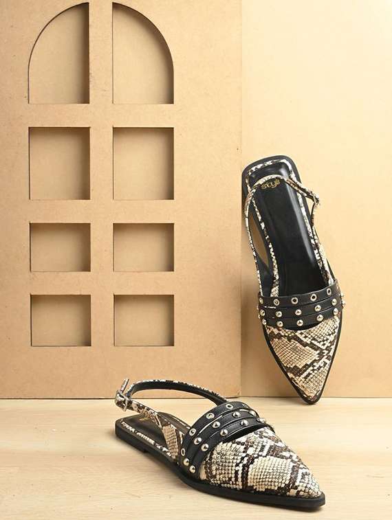 women animal print back strap flats - 22083539 -  Zoom Image - 0