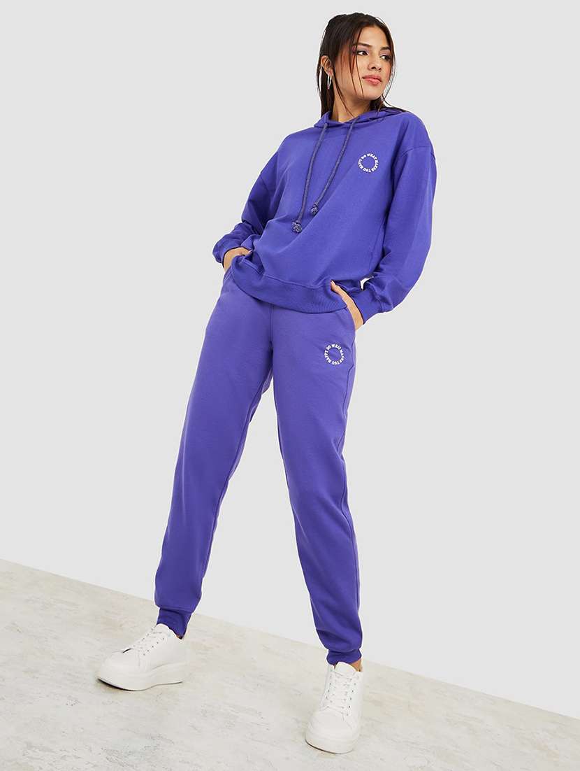 women solid long sleeve hooded sweatshirt - 22083543 - Standard Image - 2