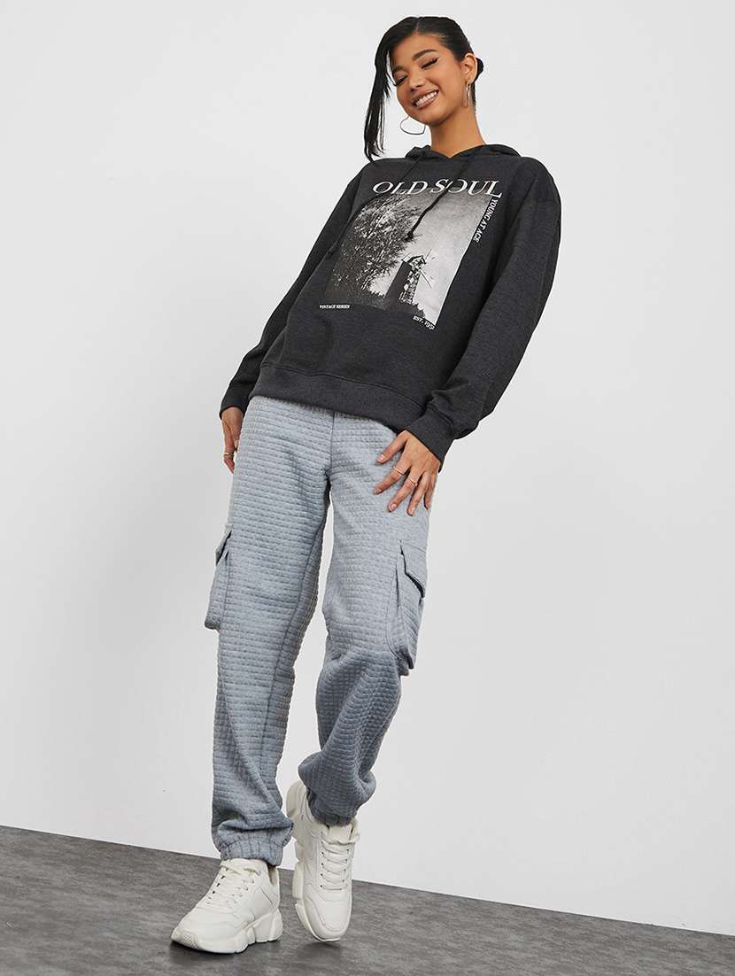 women printed long sleeve hooded sweatshirt - 22083544 -  Standard Image - 2