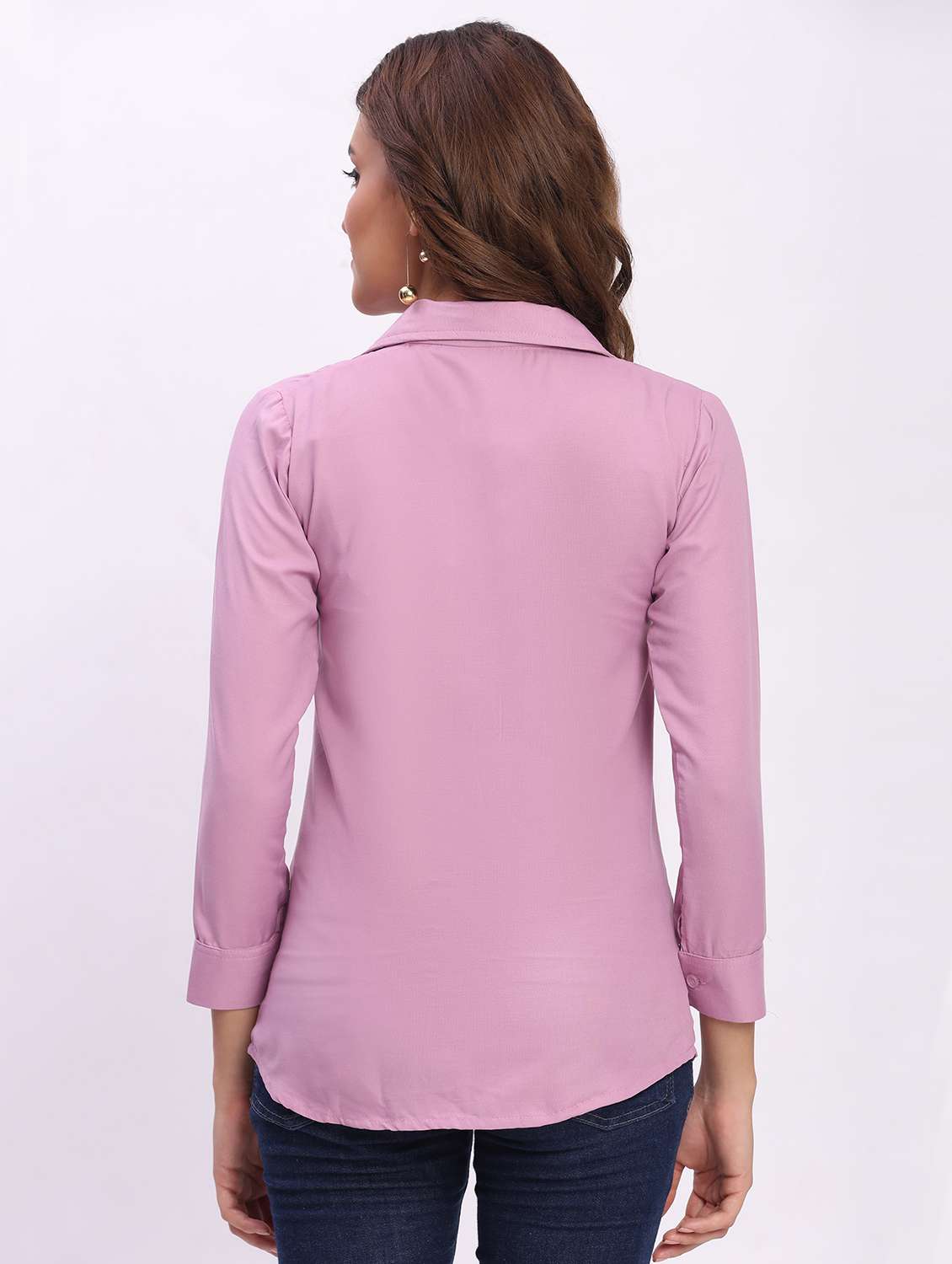 women solid long sleeve collared shirt - 22083624 - Standard Image - 2
