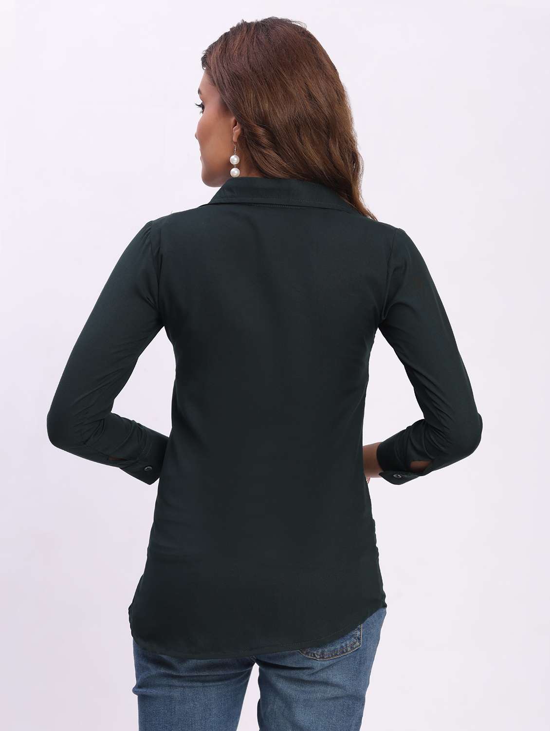 women solid long sleeve collared shirt - 22083625 - Standard Image - 2