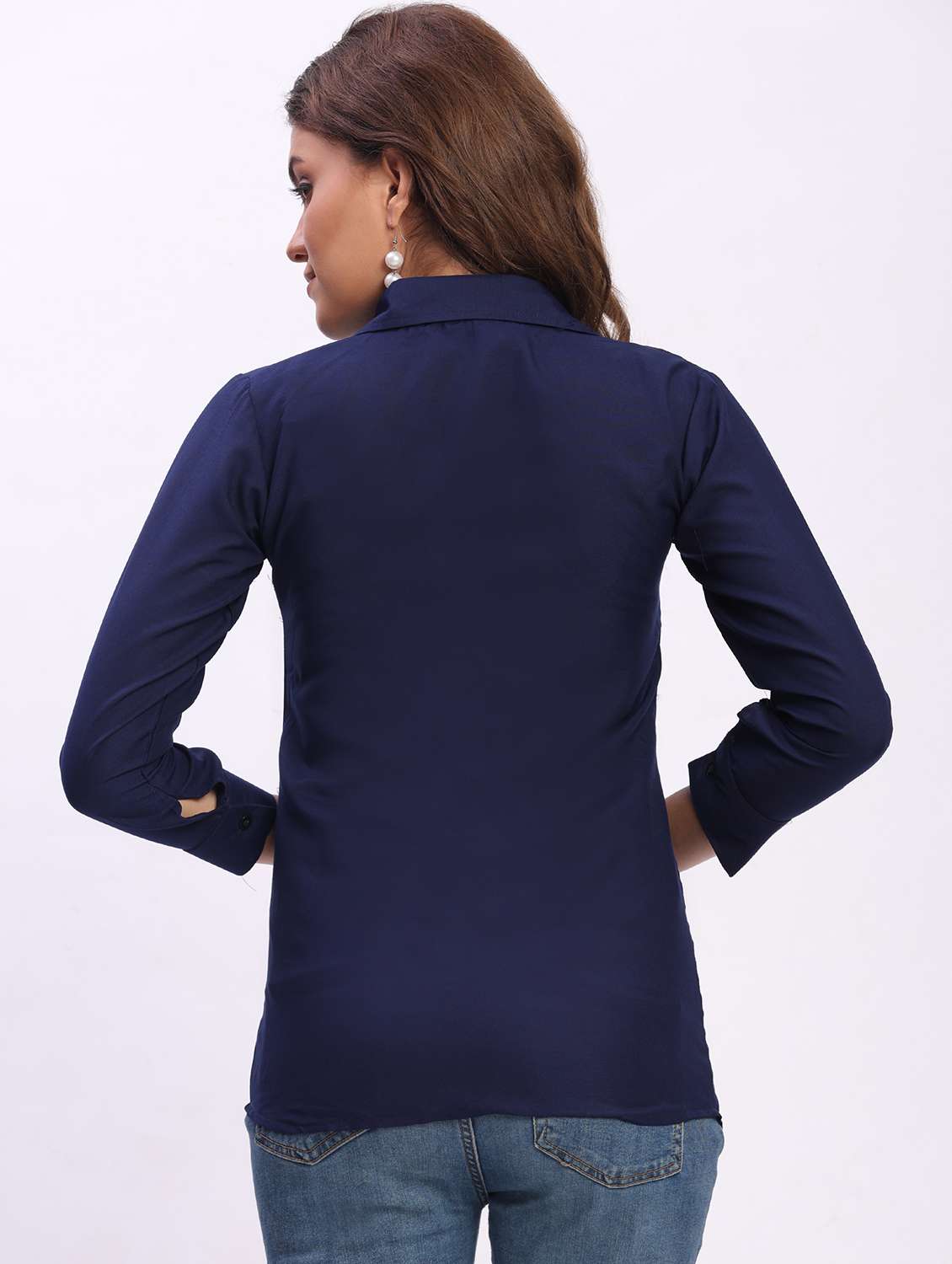 women solid long sleeve collared shirt - 22083626 - Standard Image - 2