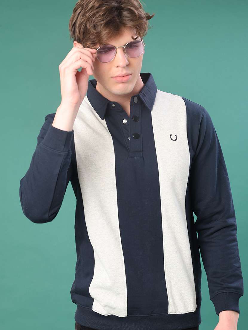 men color block long sleeve regular fit sweatshirt