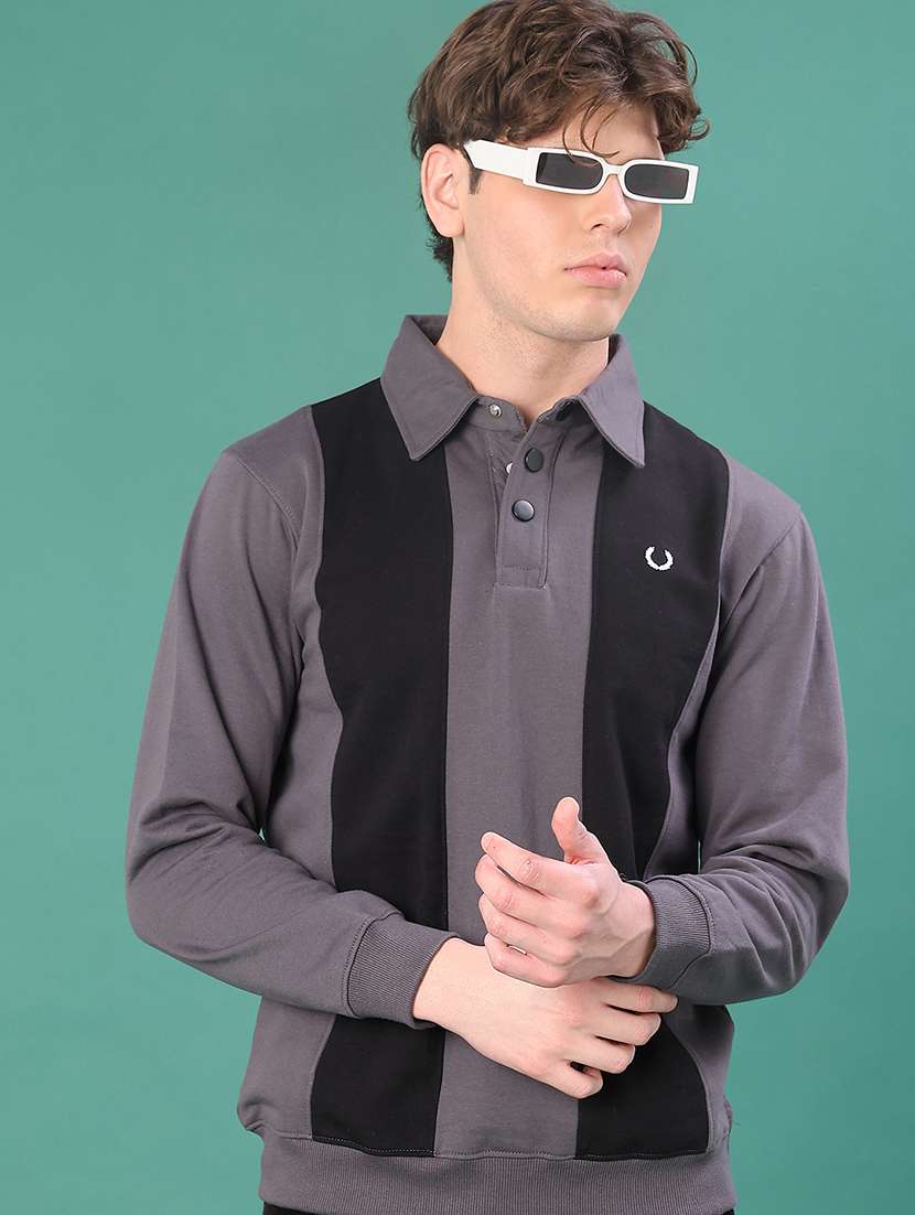 men color block long sleeve regular fit sweatshirt