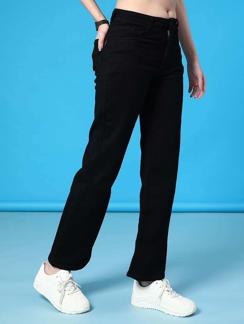 women solid high rise straight fit jean - 22083927 -  Standard Image - 2