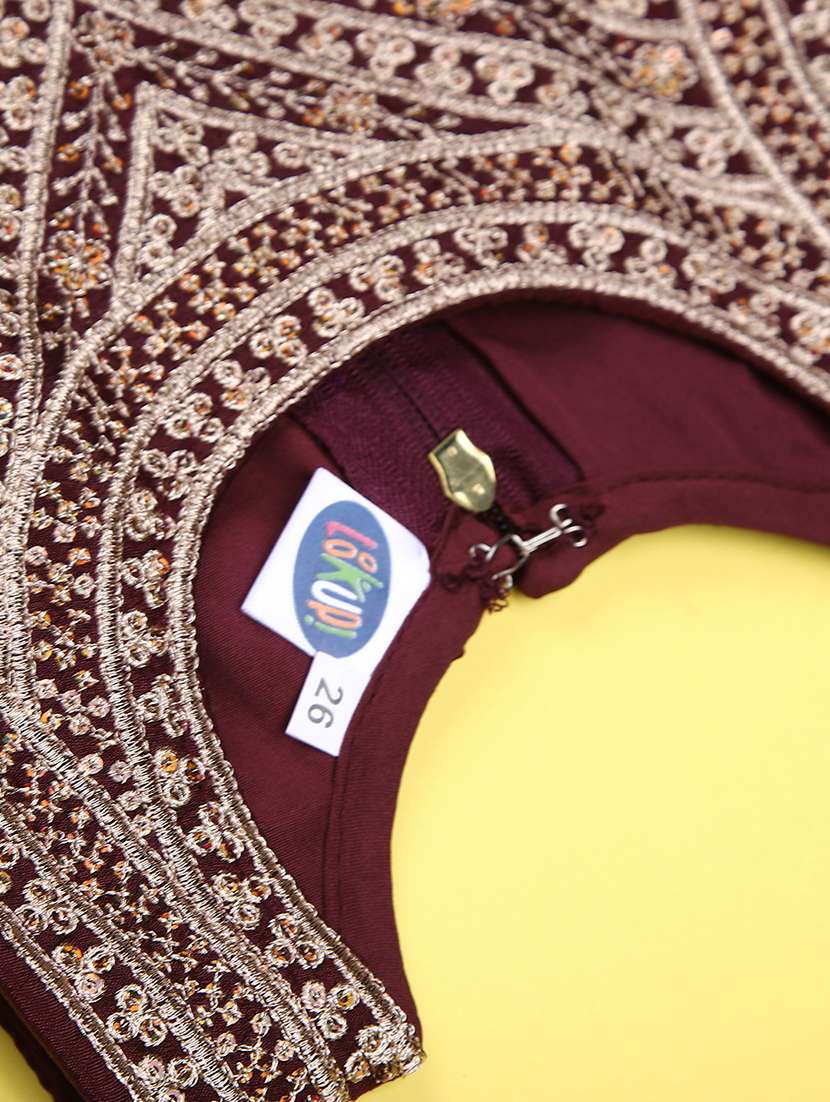 girls solid with work sleeveless lehenga choli set - 22083950 -  Standard Image - 2