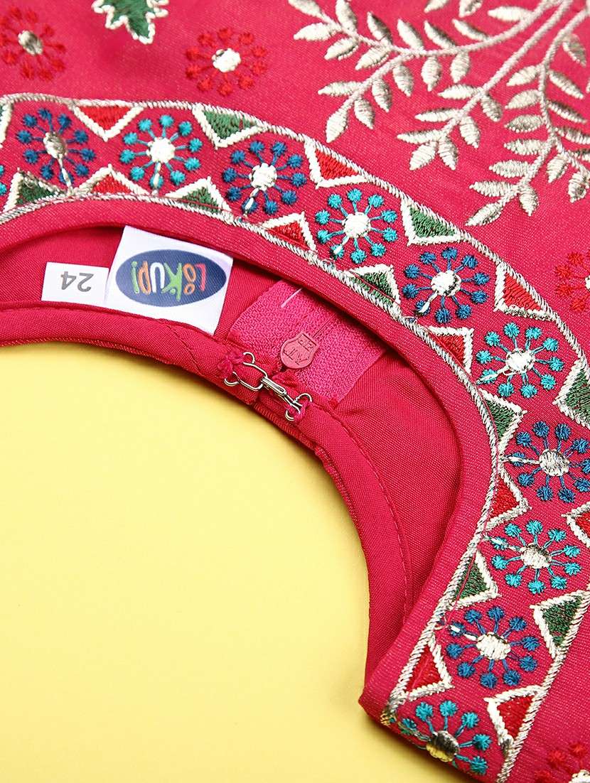 girls solid with work sleeveless lehenga choli set - 22083984 -  Standard Image - 2