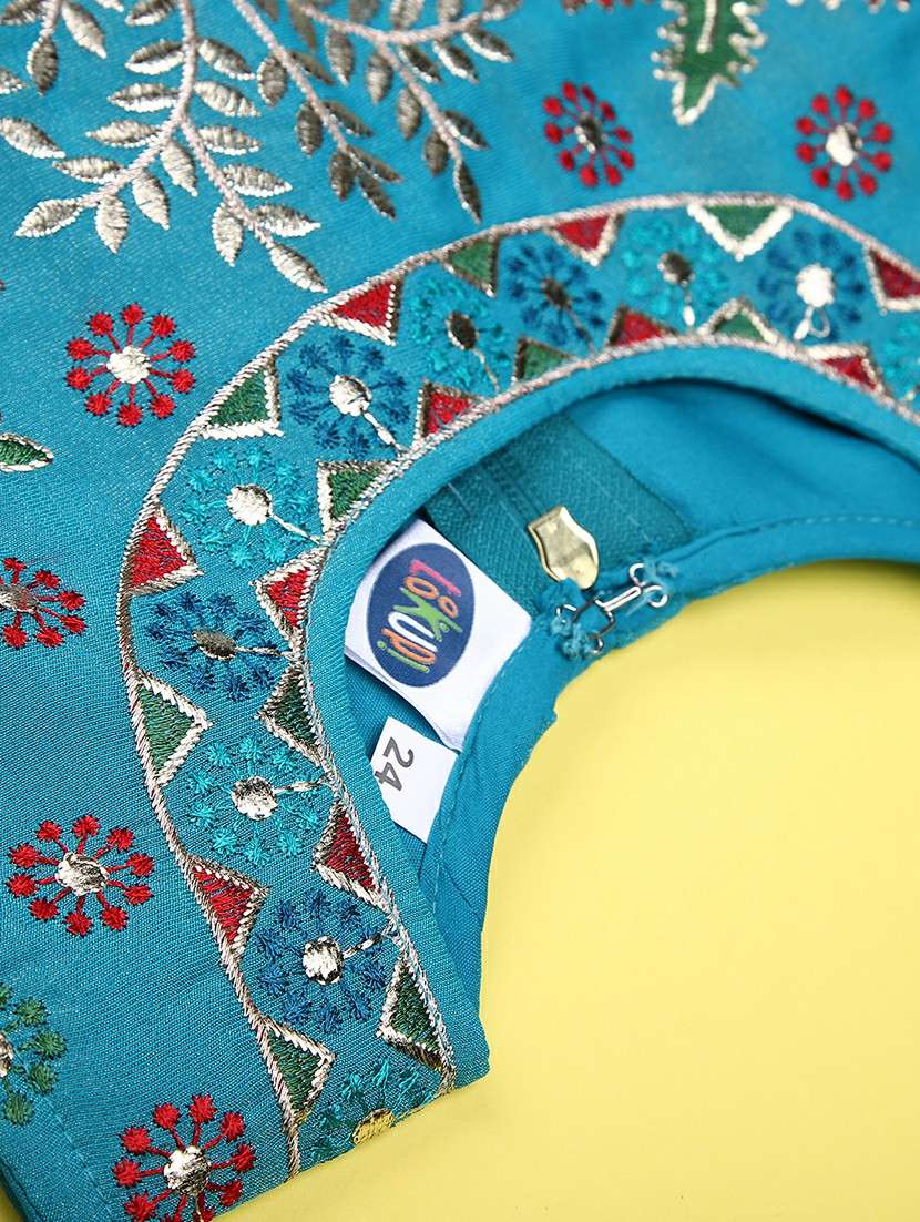 girls solid with work sleeveless lehenga choli set - 22083985 -  Standard Image - 2