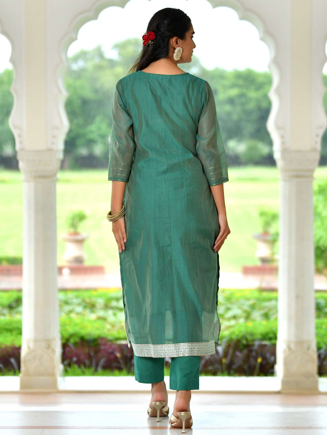women floral three quarter sleeve kurta pant with dupatta set - 22084004 - Standard Image - 2