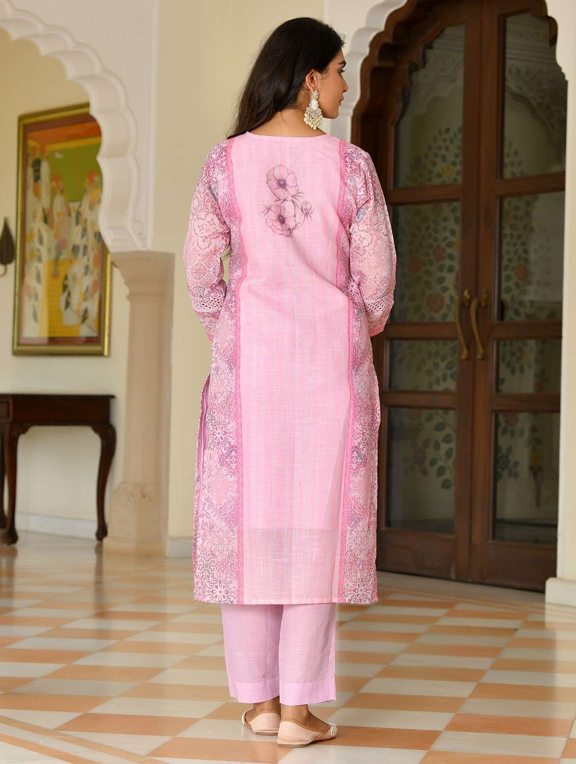 women floral three quarter sleeve kurta pant with dupatta set - 22084008 - Standard Image - 2